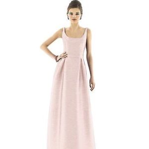 ALFRED SUNG Scoop Neck Dupioni Gown PEARL PINK